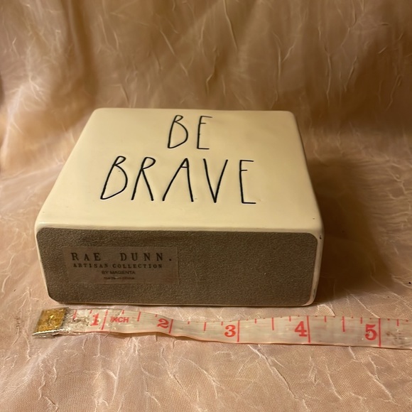 Rae Dunn double sided Paperweight- says be brave/work hard. - Picture 4 of 6